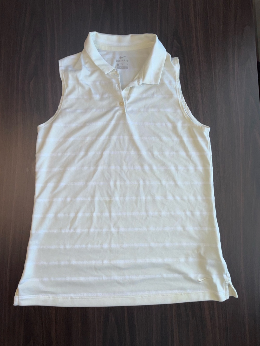 Nike Golf Dri-FIT Women's White Striped Sleeveless Logo Polo Shirt, Size M